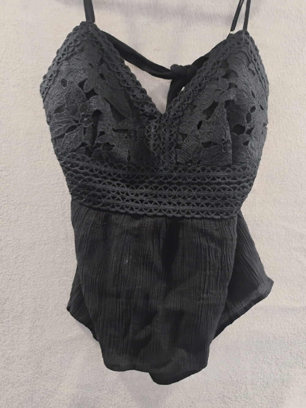2/$15 Shyanne Black Crochet Bustier Tank Top